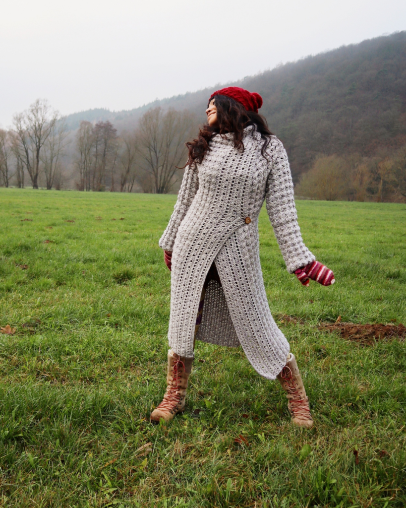 Crochet Long Coat Cardigan - Cozy Grace Free pattern | Crochet Tribe