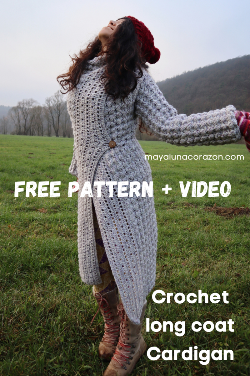 Crochet Long Coat Cardigan Cozy Grace Free pattern Crochet Tribe