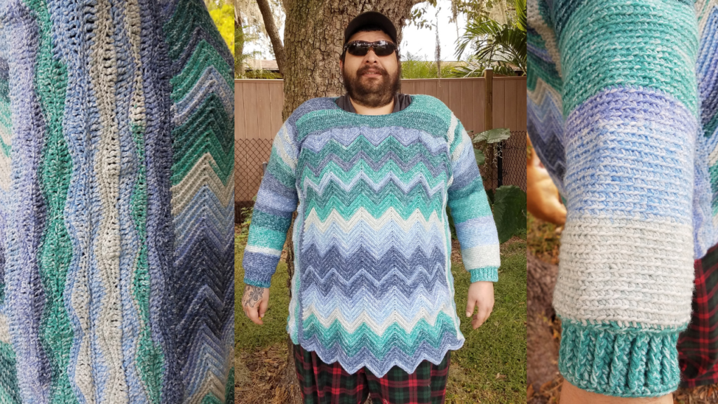 oversized crochet chevron for men
